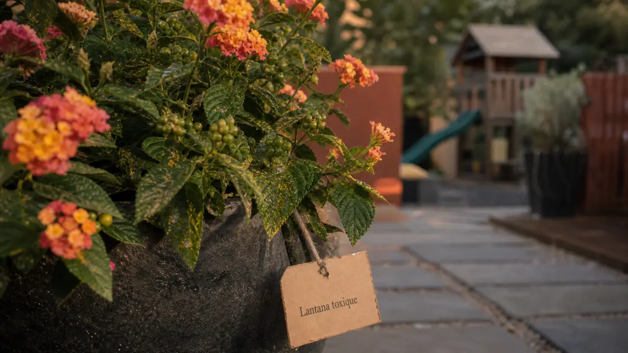 Lantana: plante toxique — fruits à risque sur arbuste