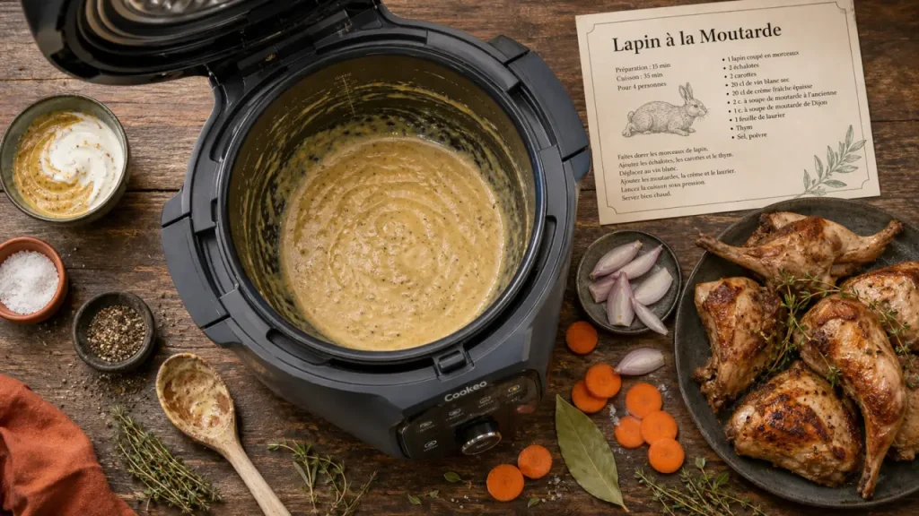Lapin au Cookeo à la moutarde, vin blanc et crème, prêt en 40 minutes