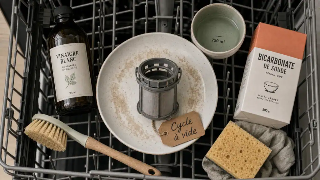 Nettoyer son lave-vaisselle au vinaigre blanc et bicarbonate, filtre et calcaire