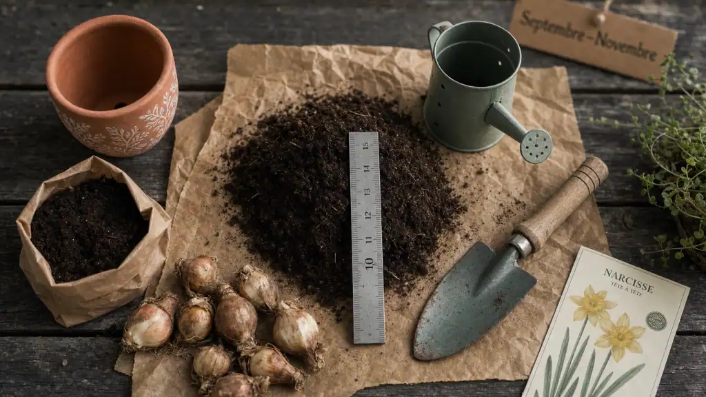 Quand planter jonquilles : bulbes en septembre-novembre, profondeur 10–15 cm