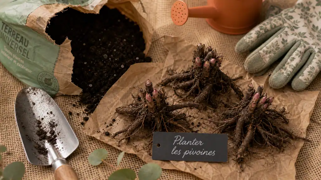 Quand planter pivoine : septembre à novembre, sol drainant