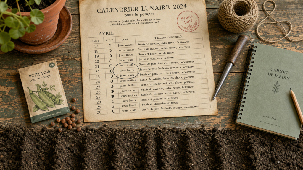 Quand semer les petit pois avec la lune : jours fruits sur calendrier