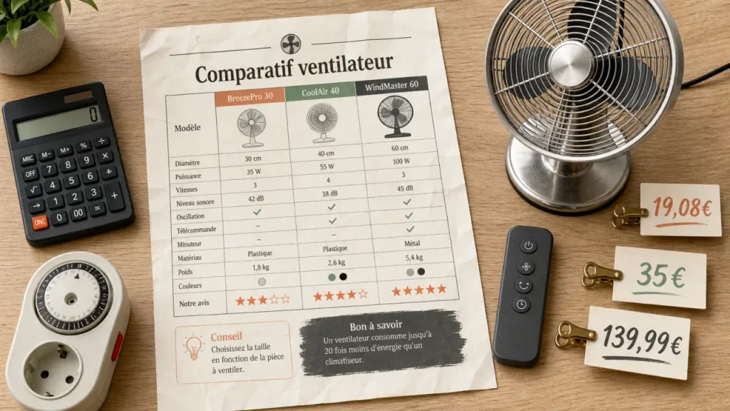 Ventilateur sur pied prix : écarts de 19,08€ à 139,99€