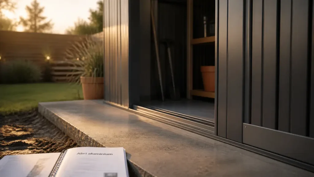 Abri de jardin en aluminium : taille, double paroi, dalle béton et démarches à vérifier