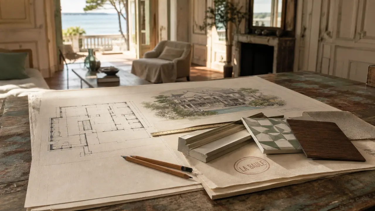 Architecte interieur la baule : plans 3D et échantillons de matériaux