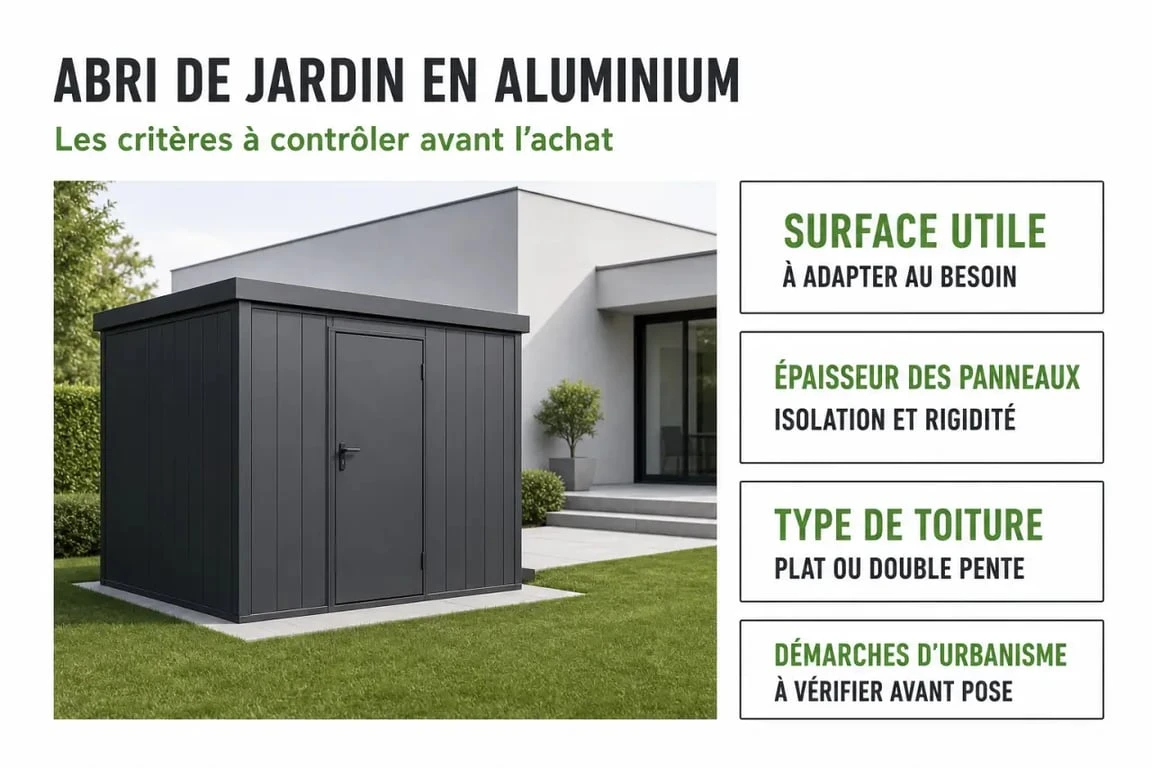 Abri de jardin aluminium : critères de choix et seuils à vérifier