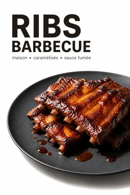 Ribs barbecue maison brillants et caramélisés sur assiette