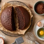 Gâteau cacao moelleux à 180°C, blancs en neige, tranche