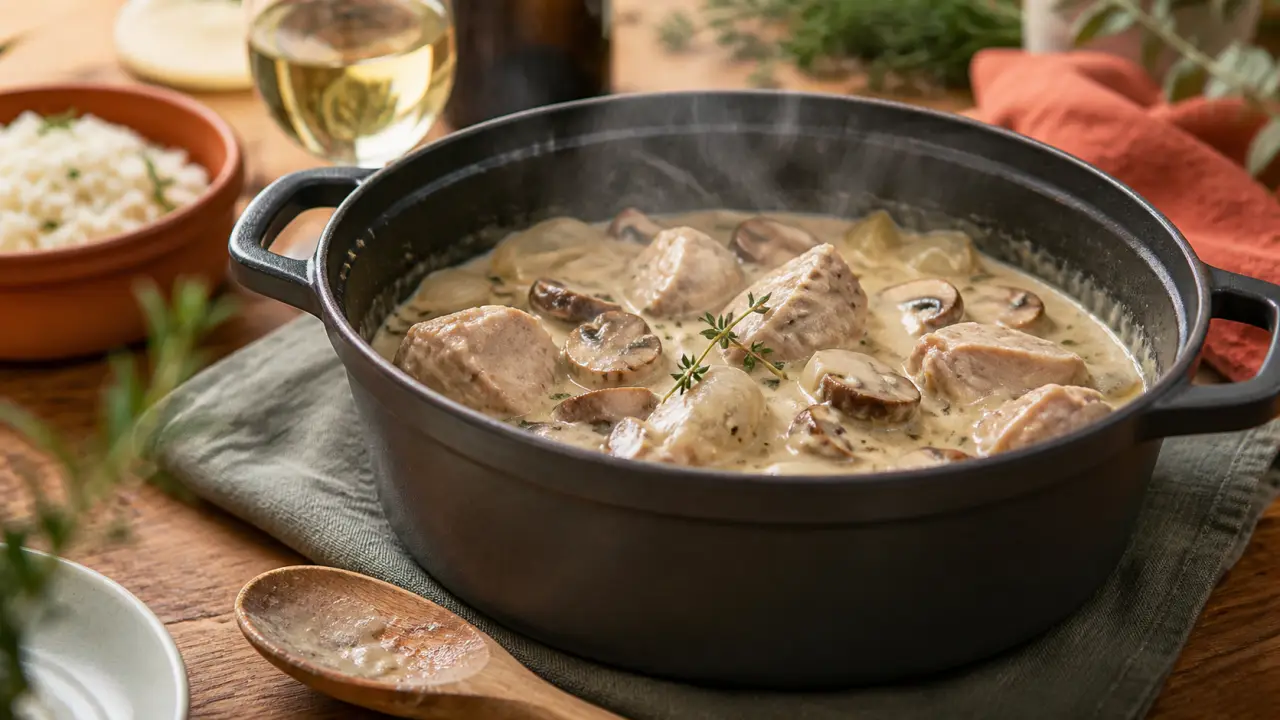 Recette blanquette de dinde vin blanc, sauce nappante