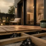Terrasse bois reims : lames bois naturelles et ventilation sous lambourdes