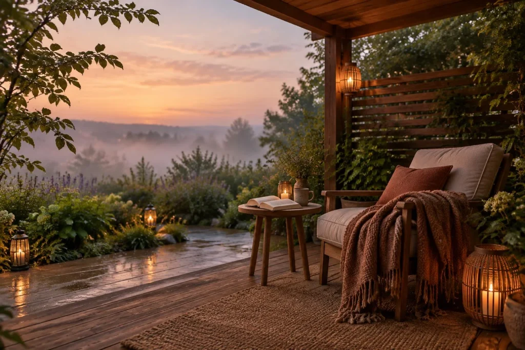 Coin lecture cosy dans son jardin : lire dehors jusqu&rsquo;au soir sans subir vent, rosée et inconfort
