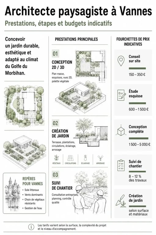 Architecte paysagiste Vannes : infographie des prestations et des prix