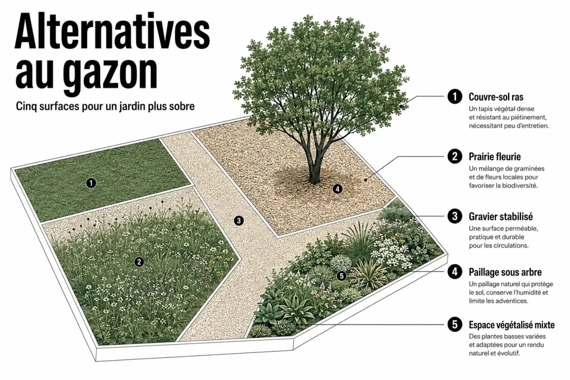 Par quoi remplacer le gazon : alternatives végétales et minérales dans un jardin