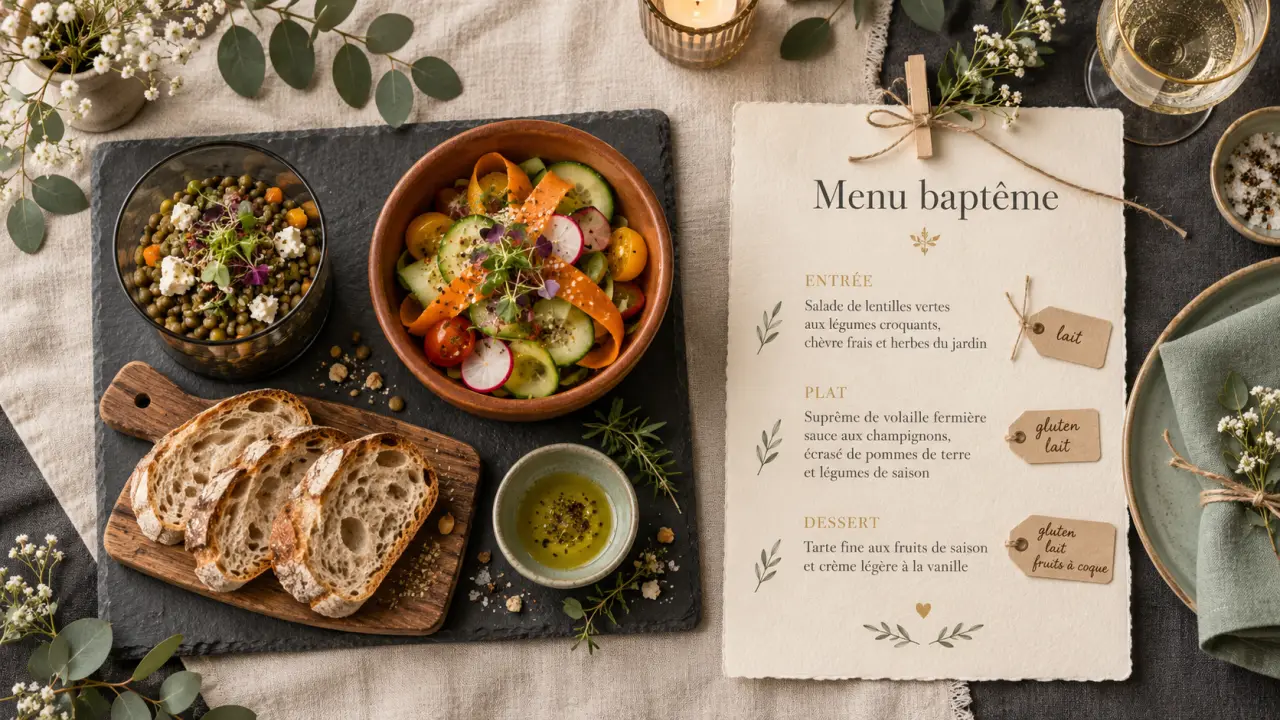 bapteme menu : plateau repas pour baptême, menu et allergènes