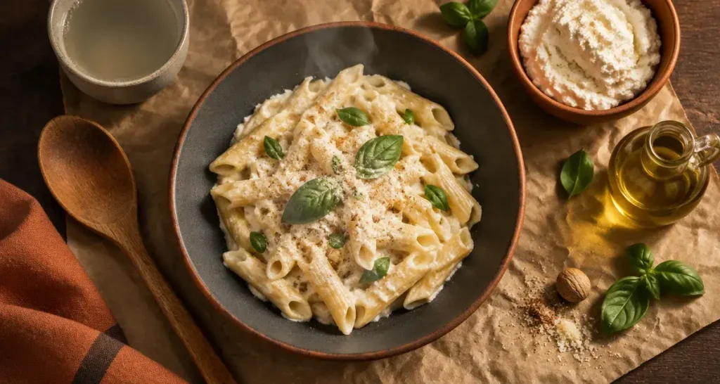 Pâtes à la ricotta : une sauce crémeuse sans crème en moins d’un quart d’heure
