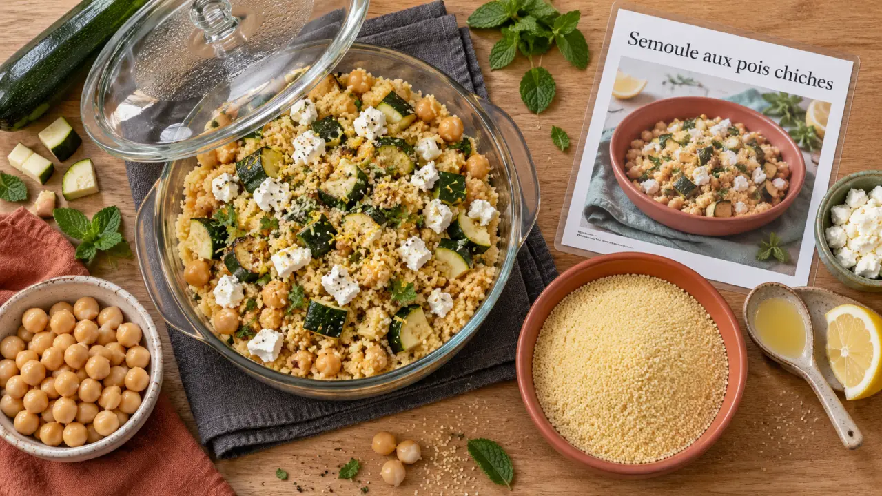 Plats au micro ondes : semoule aux pois chiches et feta