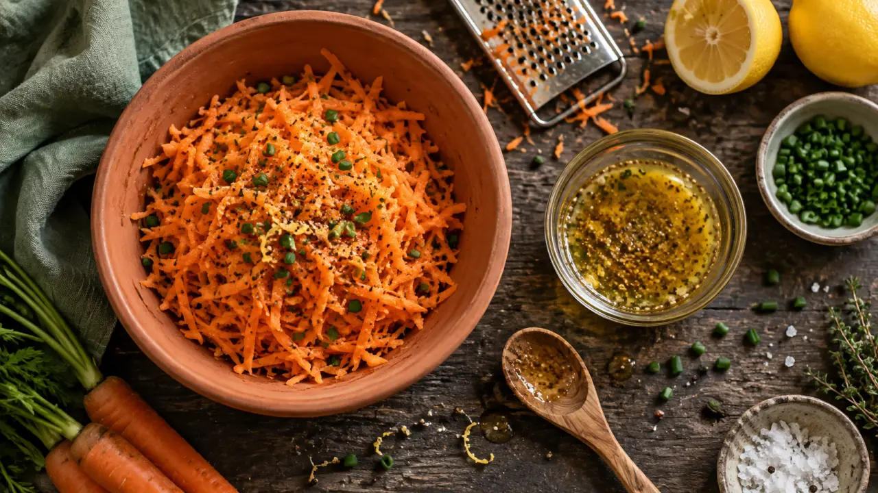 Vinaigrette pour carottes rapées : dose 3 parts huile, 1 part acide